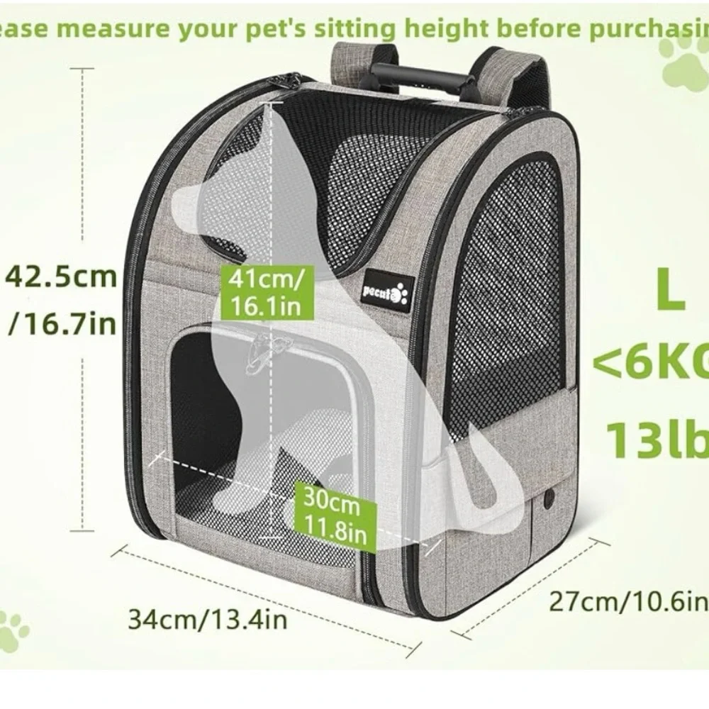 PeCute Khaki Small Pet Carrier Backpack
